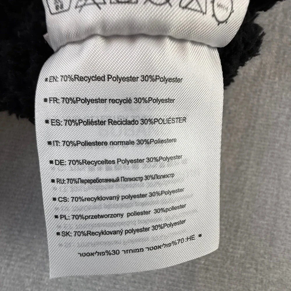 Burton Plush Beanie Black Fleece Cuffed Winter‎ Hat 23421 Mountain Logo Patch